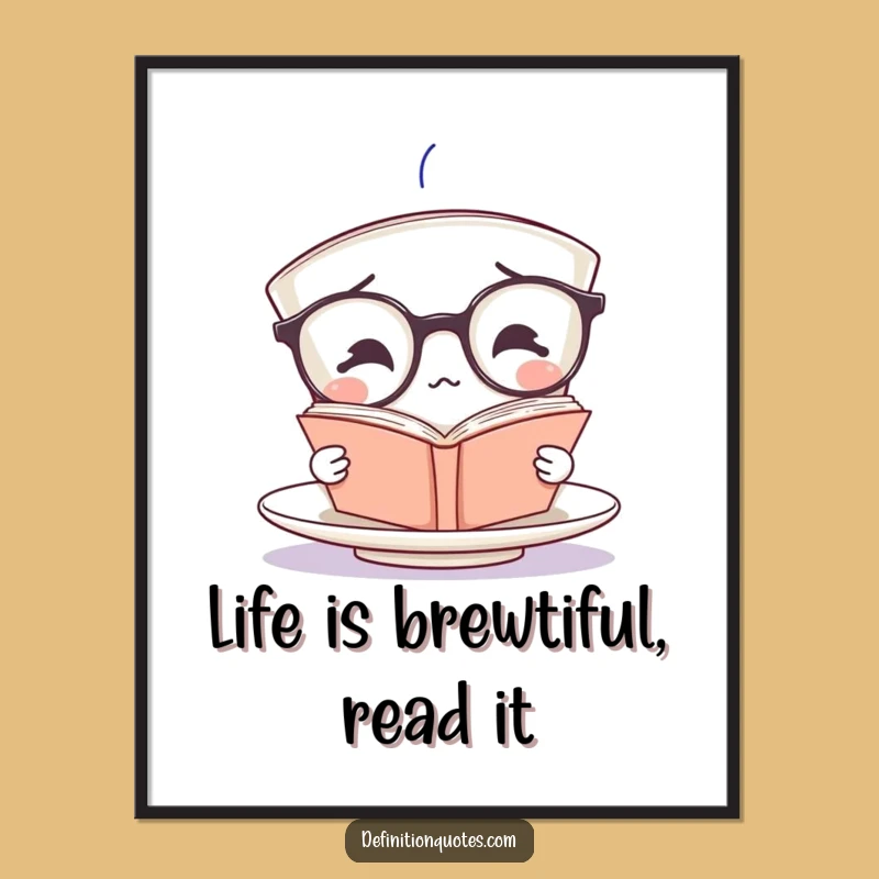 Free Printable Wall Art: Funny Confused Teacup Reading, Downloadable Humorous Home Decor