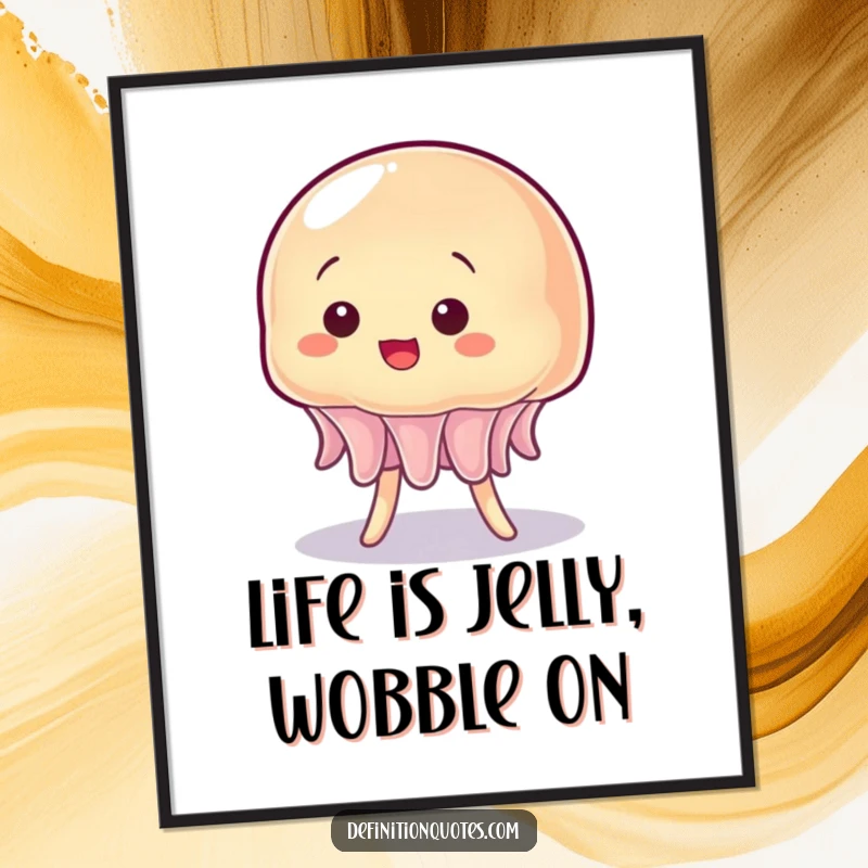 Funny Free Printable Wall Art: A jelly character in a comical, wobbly pose, trying desperately to stay upright.