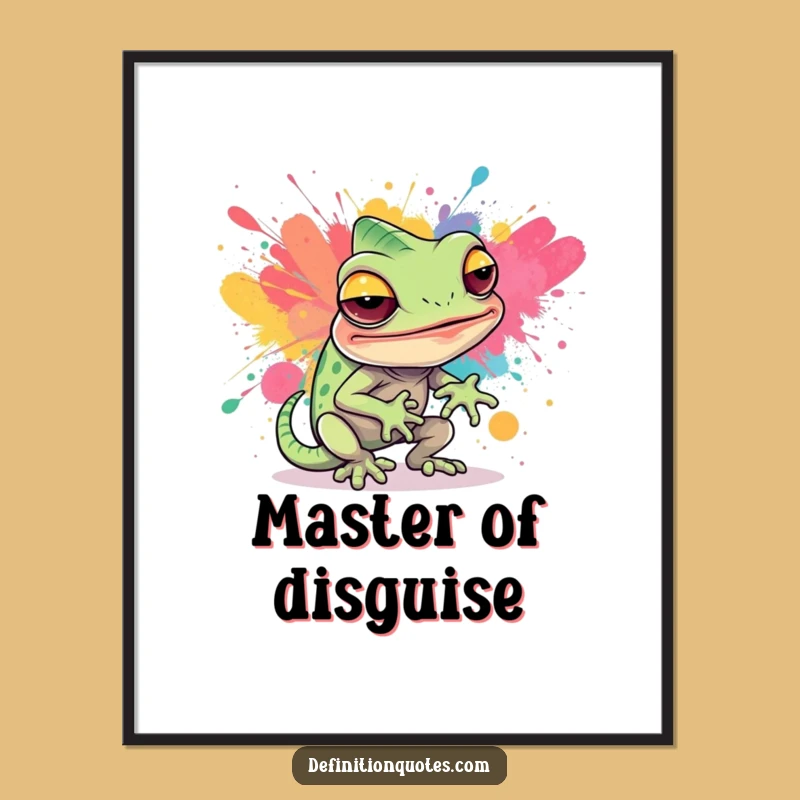 Funny Free Printable Chameleon Wall Art - Blending In Downloadable Decor Gift