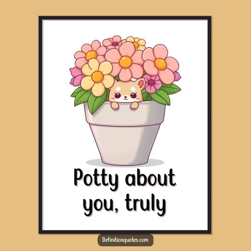 Free Printable Wall Art: Curious Creature in Giant Pot - Funny Downloadable Art for Your Space