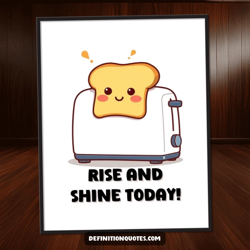 Funny Free Printable Wall Art: A smiling toast character pops out of a toaster with a surprised expression, bringing humor to the room.