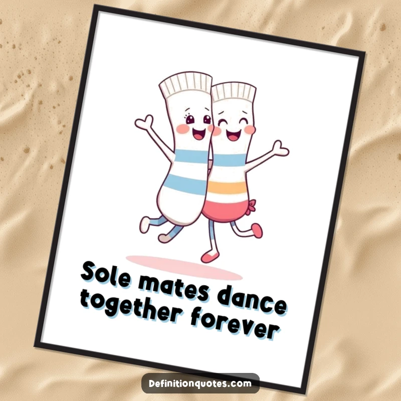 Funny Free Printable Wall Art: A cheerful sock and its mismatched partner are captured mid-dance, radiating pure fun.