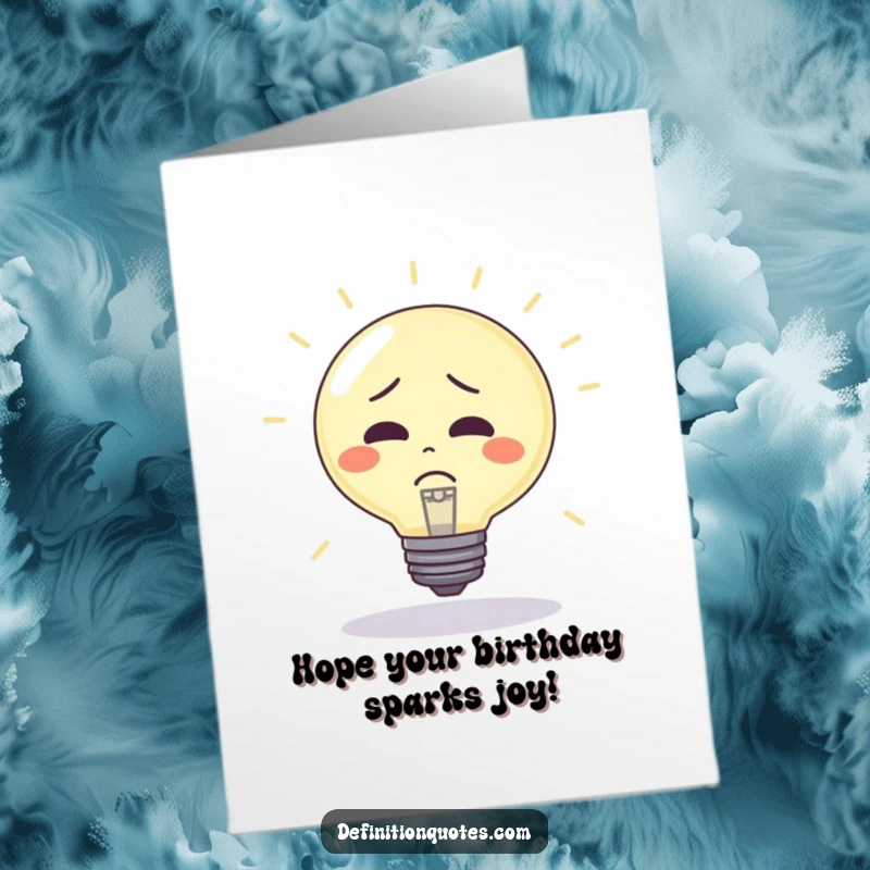 Funny Free Printable Birthday Card: A confused lightbulb character comically used as a bouncy ball for a birthday.