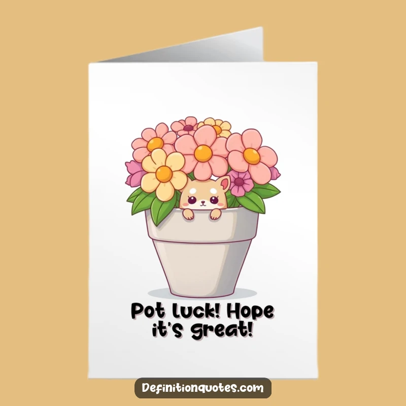 Free Printable Birthday Card: Curious Creature in Giant Pot - Funny Downloadable Gift