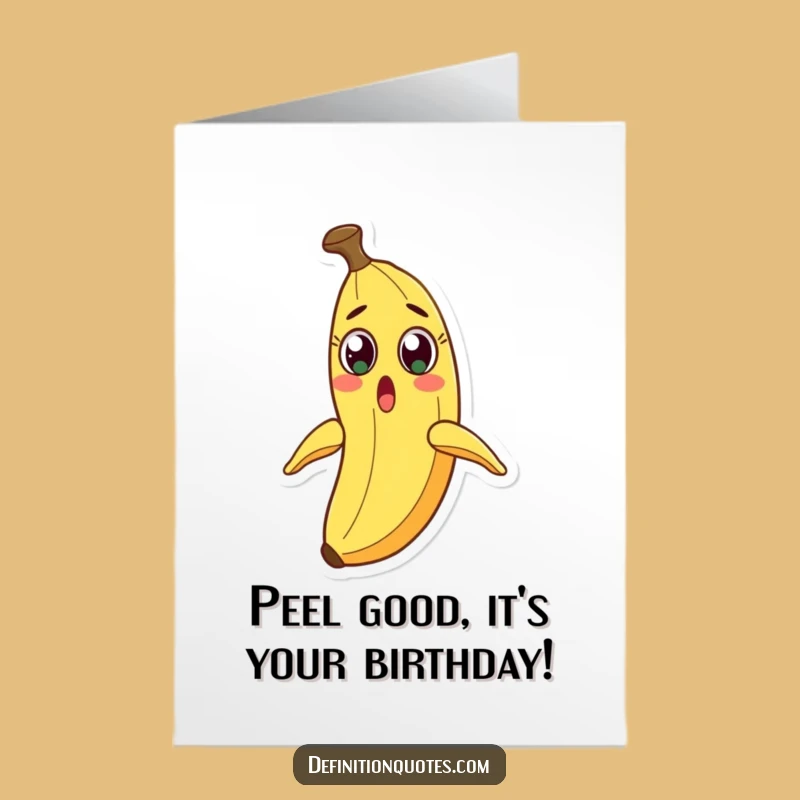 Free Printable Birthday Card: Surprised Banana Peel Slide Humor, Funny Downloadable Gift