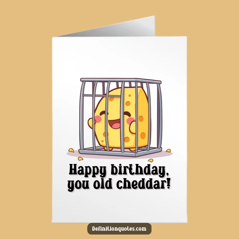 Free Printable Birthday Card: Funny Cheese Escapes Cage, Hilarious Downloadable Gift