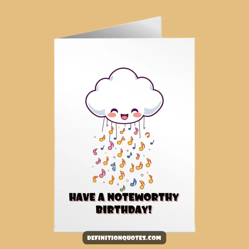 Joyful Free Printable Cloud Birthday Card - Musical Notes Downloadable Gift Greeting