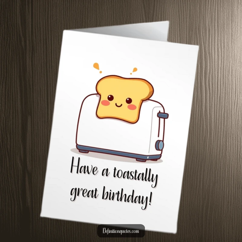 Funny Free Printable Birthday Card: A smiling toast character pops out of a toaster with a look of happy surprise.