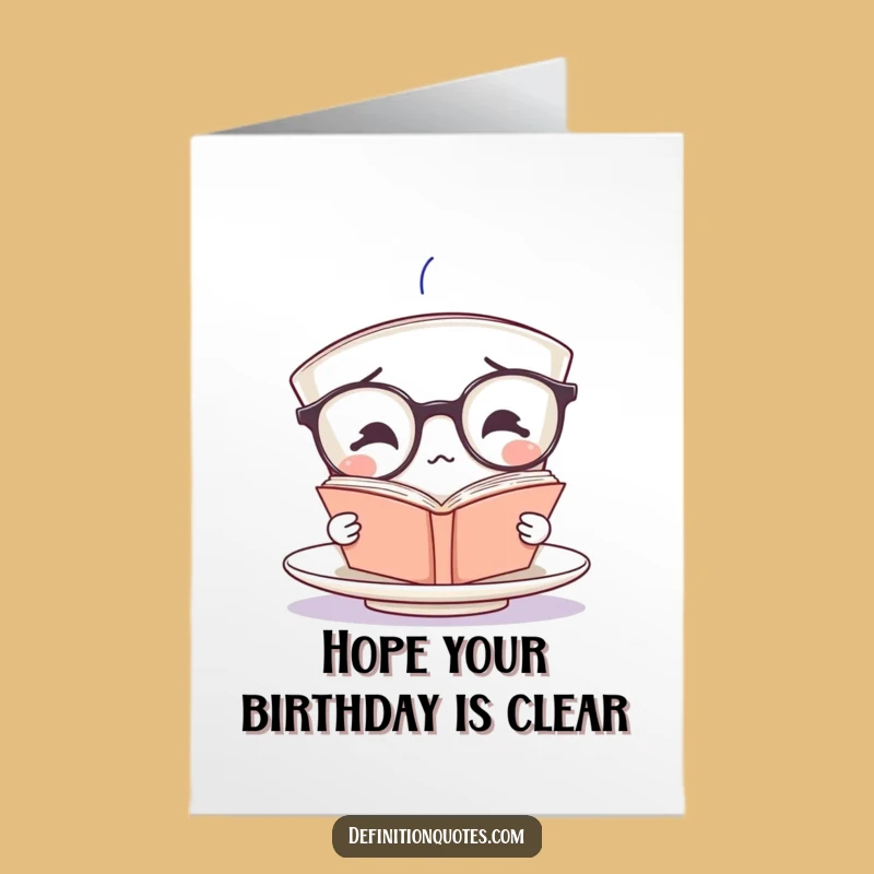 Free Printable Birthday Card: Confused Teacup Reading Upside Down Book, Downloadable Funny Gift