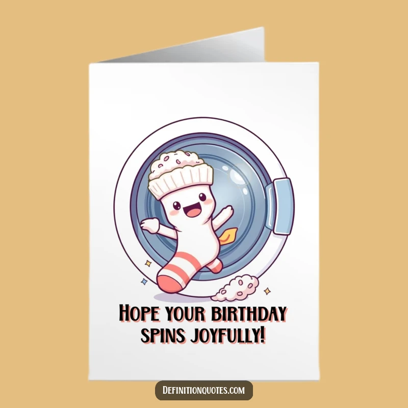 Free Printable Birthday Card: Sock Escaping Washer, Downloadable Hilarious Fun Gift