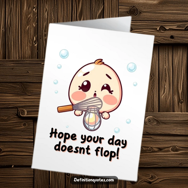 Funny Free Printable Birthday Card: Wide-eyed whisk looking shocked at its inability to whisk even one tiny bubble.