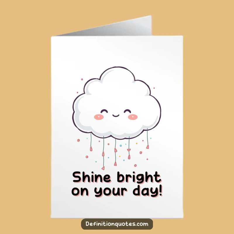 Free Printable Birthday Card: Glitter Rain Fun, Cheerful Cloud, Funny DIY Downloadable Gift