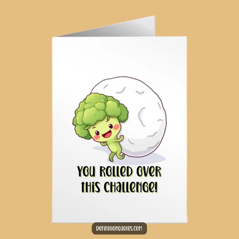 Free Printable Congrats Card: Broccoli's Snowball Triumph - Funny Downloadable Achievement Gift