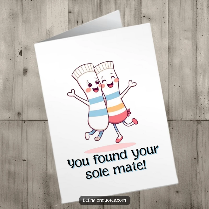 Funny Free Printable Congratulations Card: A happy sock and its mismatched friend dance joyfully, celebrating success.