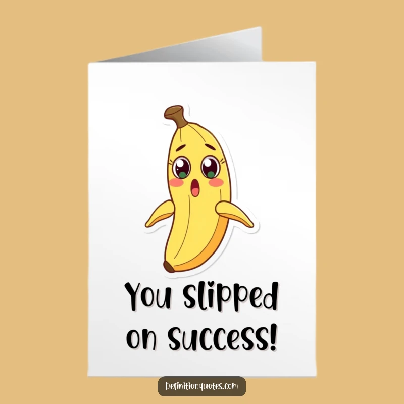 Free Printable Congrats Card: Surprised Banana Peel Slide, Funny Downloadable Congratulations Gift