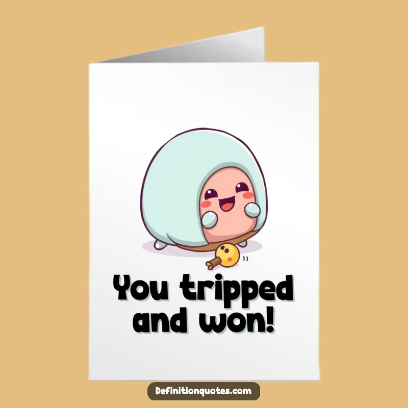 Free Printable Congrats Card: Kawaii Slipper Tripping Funny Downloadable Gift