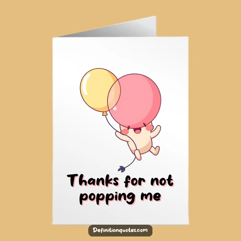 Free Printable Thank You Card: Kawaii Balloon Popping Self Humorous Downloadable