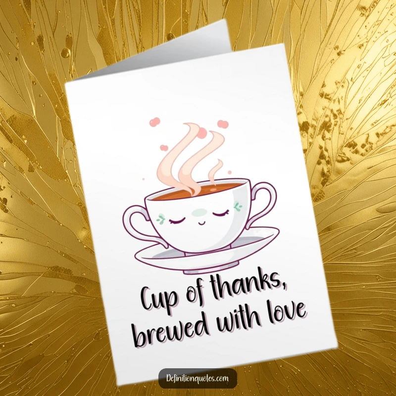 Funny Free Printable Thank You Card: A napping teacup floats in steam, ideal for expressing thanks with humor.