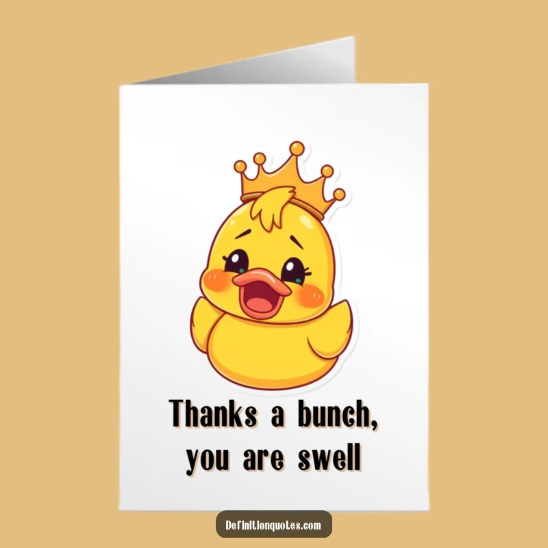 Free Printable Thank You Card: Shocked Ducky King, Funny Downloadable Gift