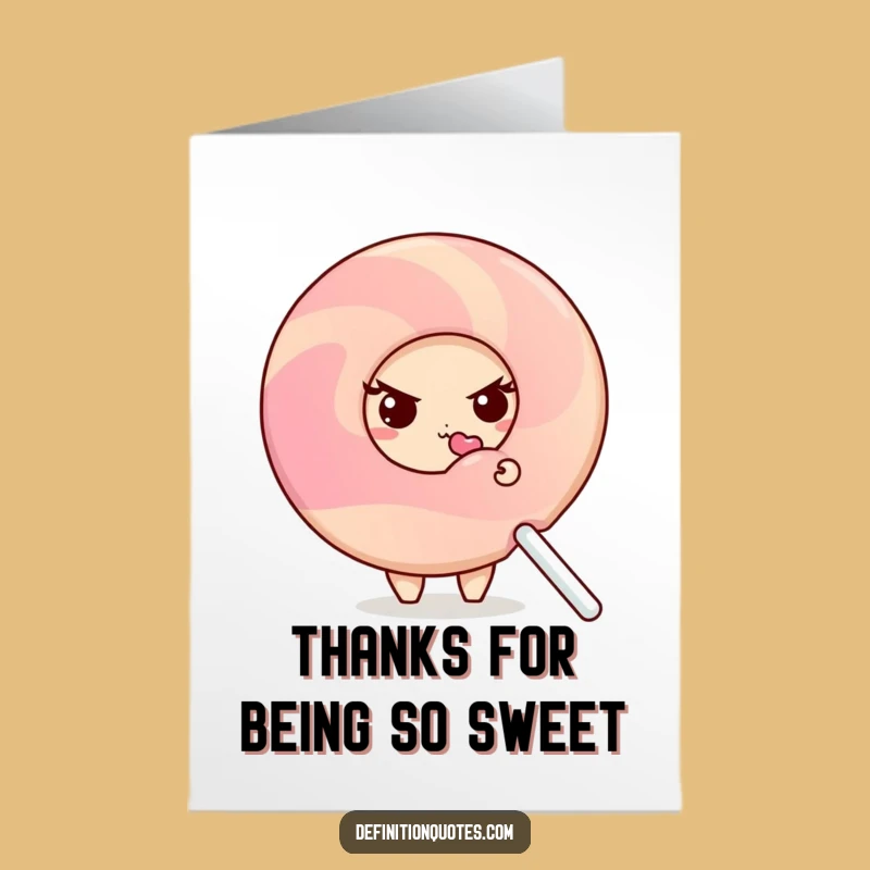 Free Printable Thank You Card: Shy Donut & Lollipop, Appreciative Downloadable Gift