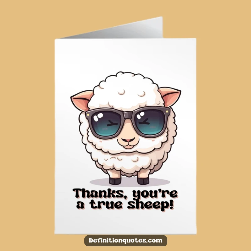 Funny Free Printable Sheep Thank You Card: Sheep Sunglasses Downloadable Gift