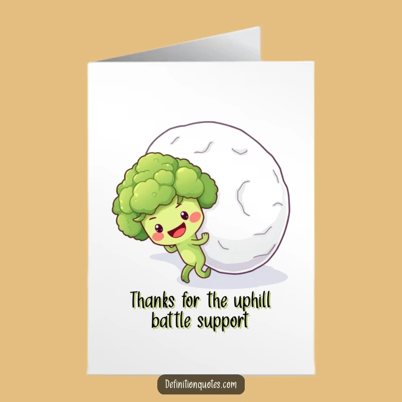 Free Printable Thank You Card: Broccoli's Snowy Gratitude - Funny Downloadable Appreciation Gift