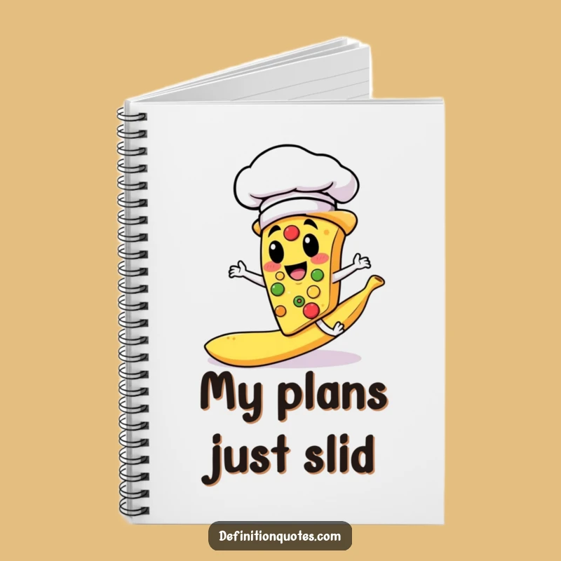 Funny Pizza Chef Slipping Banana Peel Notebook - Jot Down Laughs!
