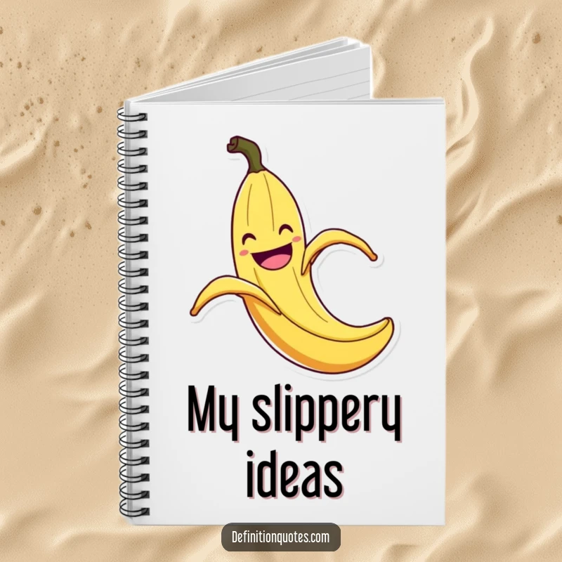 Funny Banana Peel Slip Notebook: Lined journal with a grinning banana peel slipping with exaggerated flair, perfect for funny notes and creative scribbles.