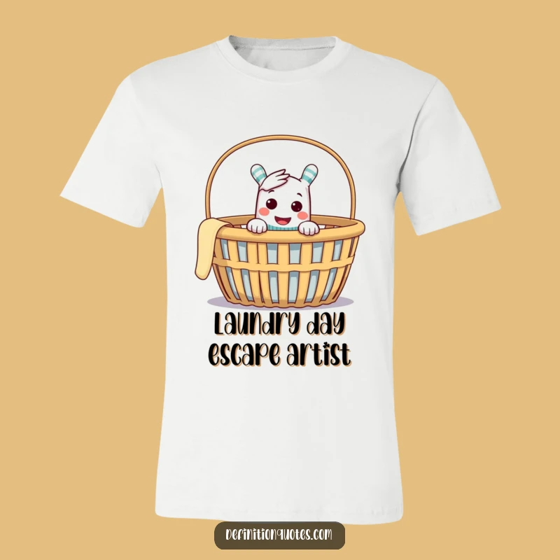 Funny Sock Puppet T-Shirt - Mischievous Laundry Basket Design Tee