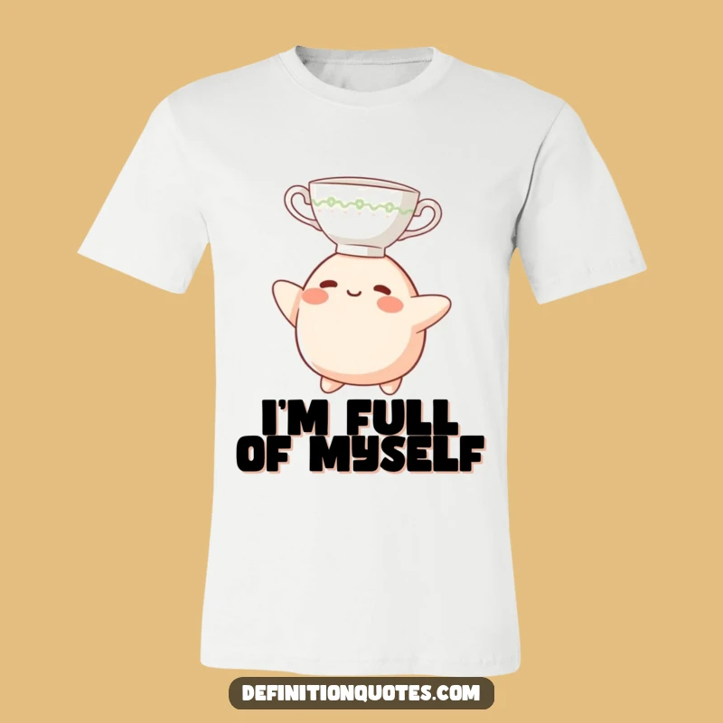 Funny Teacup Headblob T-Shirt: Cute Blob Character Balancing Act, Ideal Funny Gift