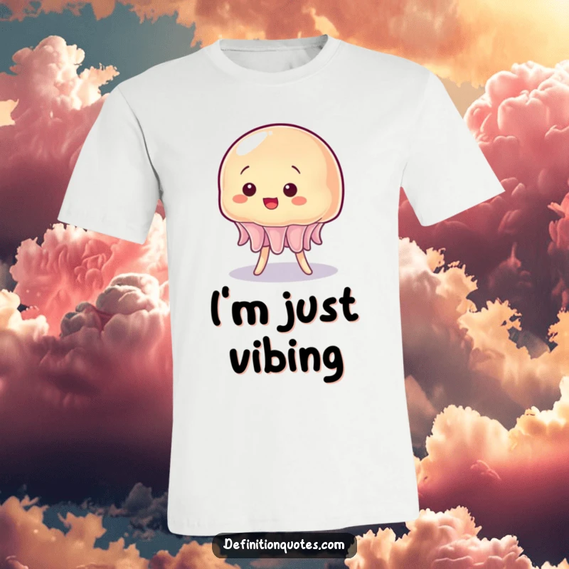 Funny t-shirt illustration of a jiggly jelly character struggling comically to maintain its upright stance.