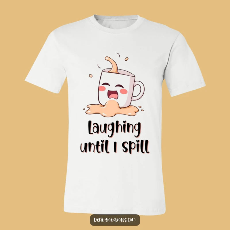 Funny Kawaii Coffee Mug Spill T-Shirt - Hilarious Laughing Shirt Gift