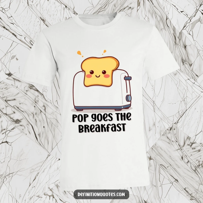 Funny t-shirt featuring a smiling, surprised piece of toast popping out of a toaster.