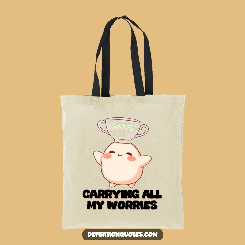 Funny Teacup Headblob Tote Bag: Durable Blob Character Balancing, Chic Funny Gift