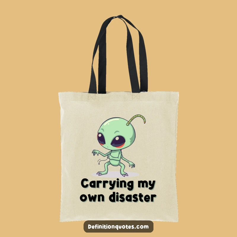 Funny Clumsy Alien Tote Bag - Durable Sci-Fi Character Tripping Design for Everyday Use