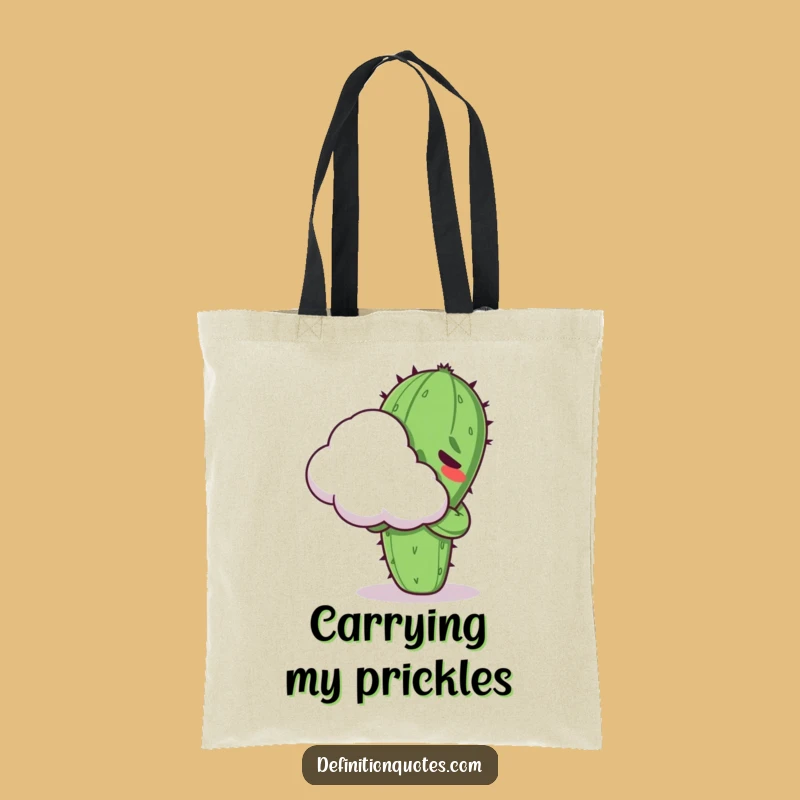Funny Kawaii Cactus Cloud Hug Tote Bag - Hilarious Accessory for Introverts