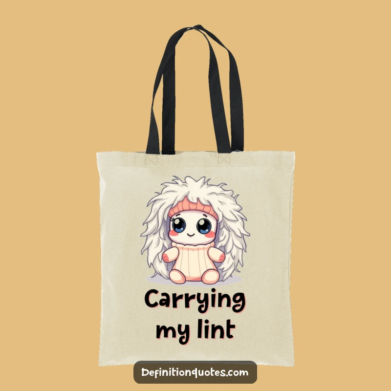 Funny Kawaii Sock Lint Monster Tote Bag - Hilarious Accessory for Laundry Lovers