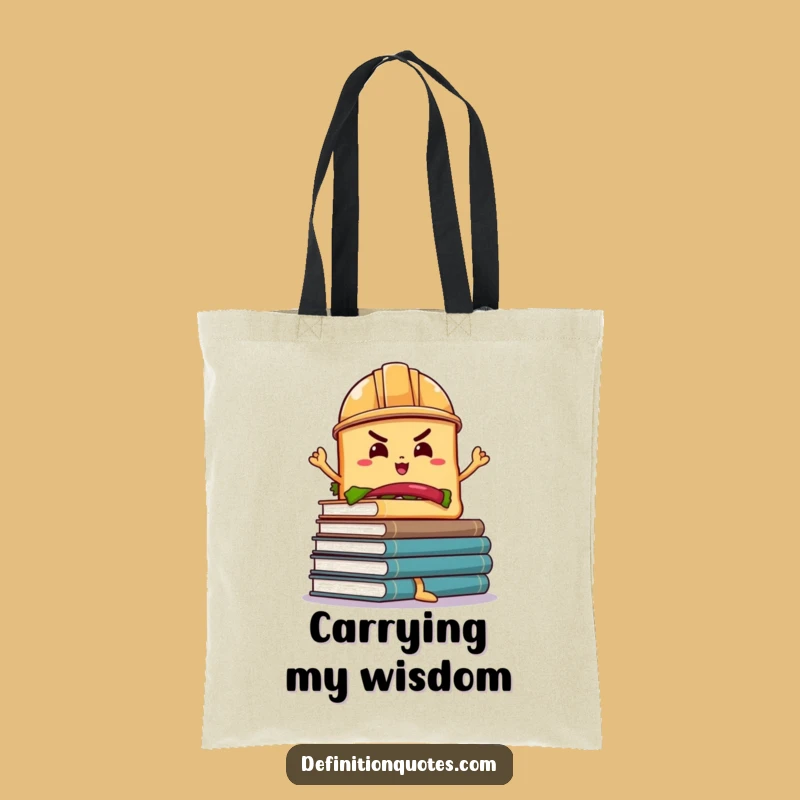 Funny Sandwich Hard Hat Tote Bag: Wobbly Book Carrier Funny Gift